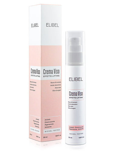  Elibel Bava di Lumaca PURA 100% BIO CERTIFICATA Crema Viso Antirughe con Acido Ialuronico Alore Vera Olio Argan -Airless 50 ml effetto Lifting, viso collo e Décolleté 100% MADE IN ITALY Nichel Tested
